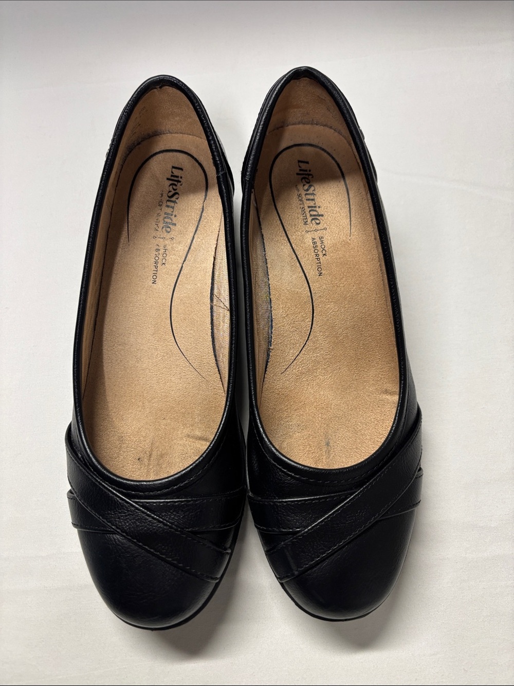 Life Stride Black Women's Flats with Layered Strap Detail